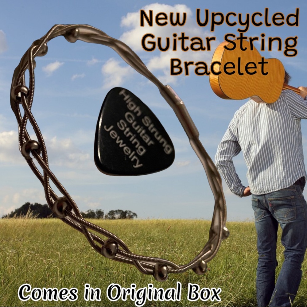 🎁 Artist Designed Upcycled Guitar String Bracelet in Gift Box